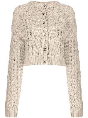 Rokh cable-knit bralette and cardigan set - Brown