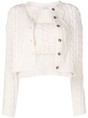 Rokh cable-knit bralette and cardigan set - White
