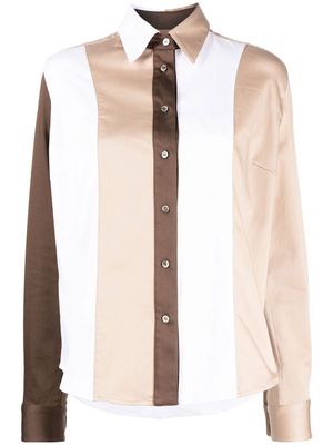 Rokh colour-block panelled shirt - Brown