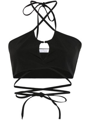 Rokh crossover-straps cropped top - Black