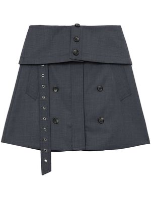 Rokh decorative-button flap miniskirt - Grey