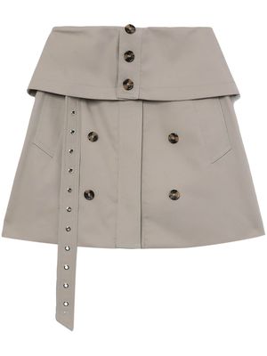 Rokh decorative-button flap miniskirt - Neutrals