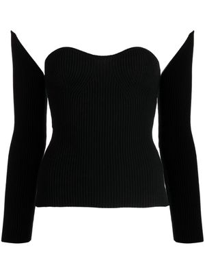 Rokh detachable-sleeve ribbed-knit top - Black