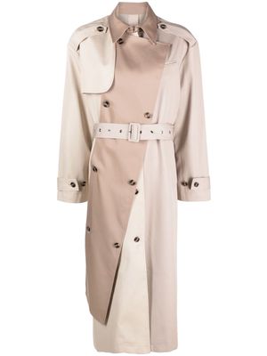 Rokh double-breasted panelled trench coat - Brown