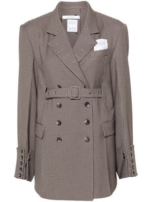 Rokh houndstooth double-breasted blazer - Brown