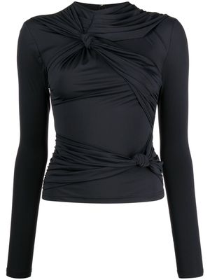 Rokh knot-detail long-sleeved top - Black