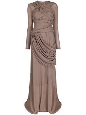Rokh knotted draped gown - Brown
