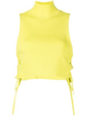 Rokh lace-up detail vest top - Yellow