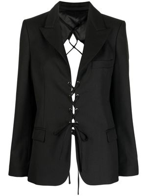 Rokh laced open back tailored blazer - Black