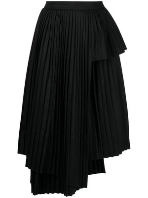 Rokh layered pleated asymmetric skirt - Black