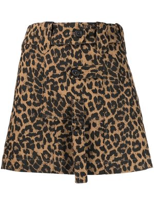 Rokh leopard-print A-line skirt - Brown