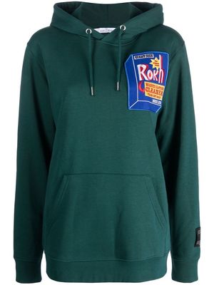 Rokh logo-patch drawstring hoodie - Green