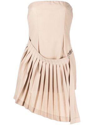 Rokh mini strapless pleated dress - Brown