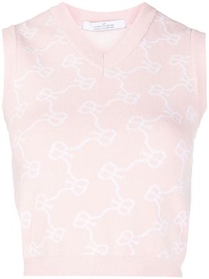 Rokh monogram-pattern cropped vest - Pink