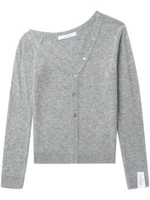 Rokh one-shoulder fine-knit top - Grey