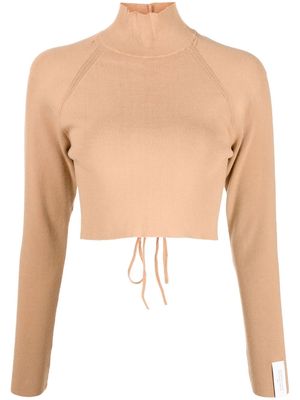 Rokh open-back cropped knitted jumper - Brown