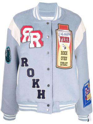Rokh patch-detail bomber-jacket - Blue