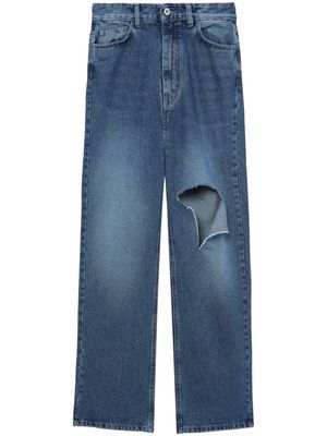 Rokh rip-detail flared-leg jeans - Blue