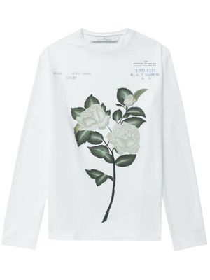 Rokh rose-print long-sleeve top - White