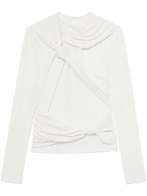 Rokh ruched-detailing zip-up top - White