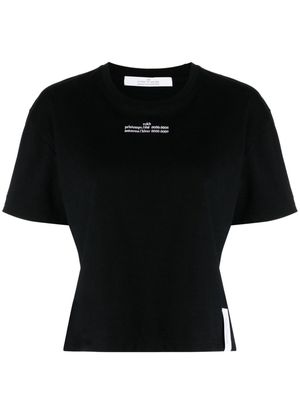 Rokh slogan-embroidered cotton T-shirt - Black