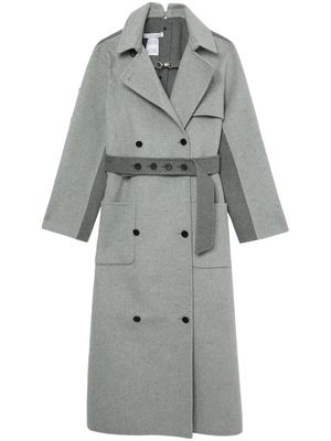 Rokh two-tone panelled double-breasted coat - Grey