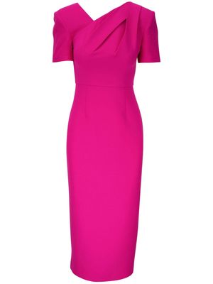 Roland Mouret asymmetric-neck short-sleeve midi dress - Pink