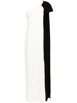 Roland Mouret asymmetric stretch-cady bow maxi dress - White