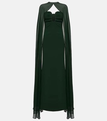 Roland Mouret Caped strapless satin crepe gown