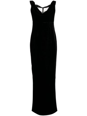 Roland Mouret cowl-neck velvet-effect midi dress - Black