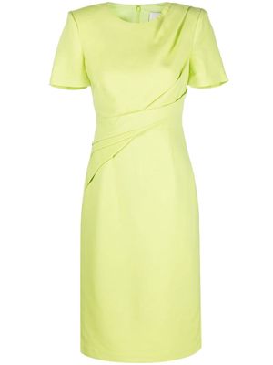 Roland Mouret drape-detail short-sleeve midi dress - Green