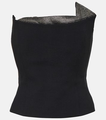 Roland Mouret Embellished wool and silk top