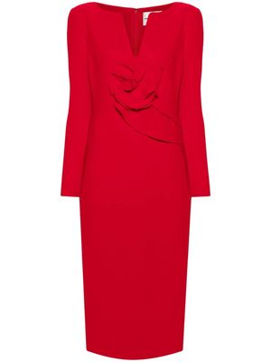 Roland Mouret floral-appliqué wool dress - Red