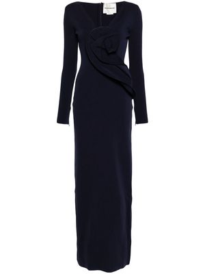 Roland Mouret folded-detail knitted maxi dress - Blue