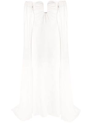 Roland Mouret off-shoulder cape gown - White