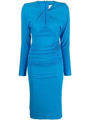 Roland Mouret ruched long-sleeved maxi dress - Blue