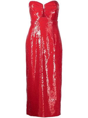 Roland Mouret sequinned pencil midi dress - Red