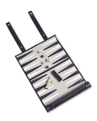 Roll-Up Backgammon Travel Game Set in Vegan Leather