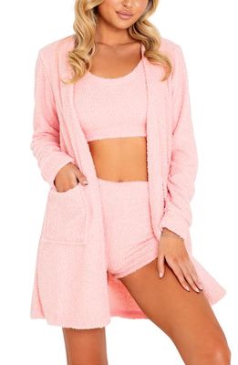Roma Confidential Fuzzy Short Robe in Pink