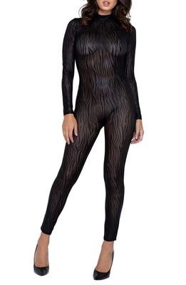 Roma Confidential Wild Stripe Long Sleeve Catsuit in Black