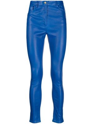 ROMEO HUNTE skinny-cut leather trousers - Blue