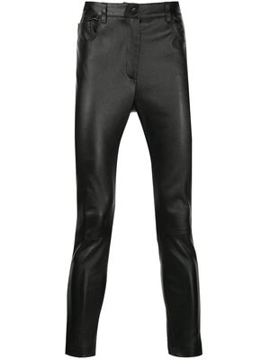 ROMEO HUNTE slim-fit leather trousers - BLACK