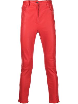 ROMEO HUNTE slim-fit leather trousers - RED