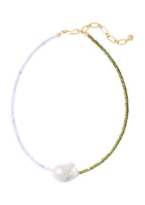 Romy 24K Gold-Plate, Crystal & Freshwater Pearl Necklace