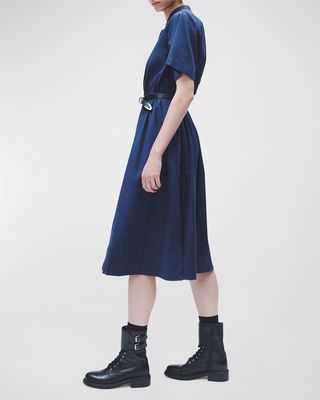 Ronan Short-Sleeve A-Line Midi Dress