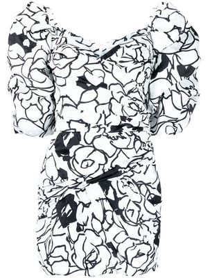 Ronny Kobo floral-print off-shoulder mini dress - White