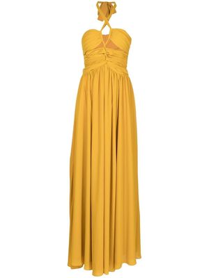 Ronny Kobo halterneck cut-out long dress - Yellow