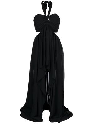 Ronny Kobo high-low halterneck cut-out dress - Black