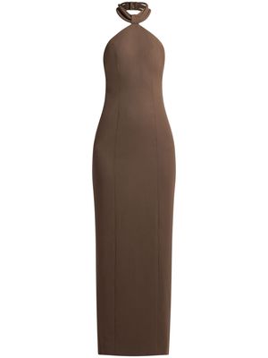 Ronny Kobo Lenox halterneck sleeveless dress - Brown