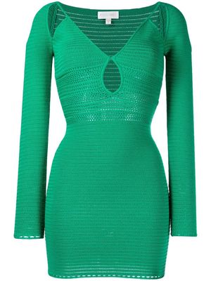 Ronny Kobo long-sleeve cut-out ribbed dress - Green